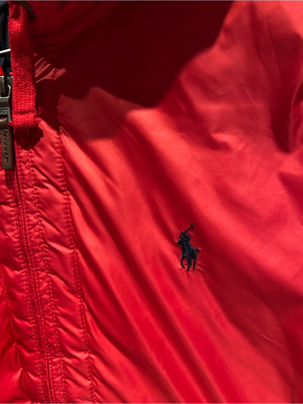 Ralph Lauren Red Hooded Puffer Jacket - Picture 2 of 4